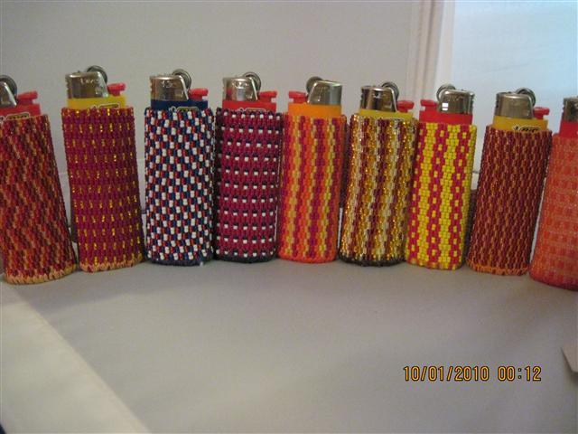 Hand Beaded Original Design Lighter Cases..Reds & Oranges & more Collection