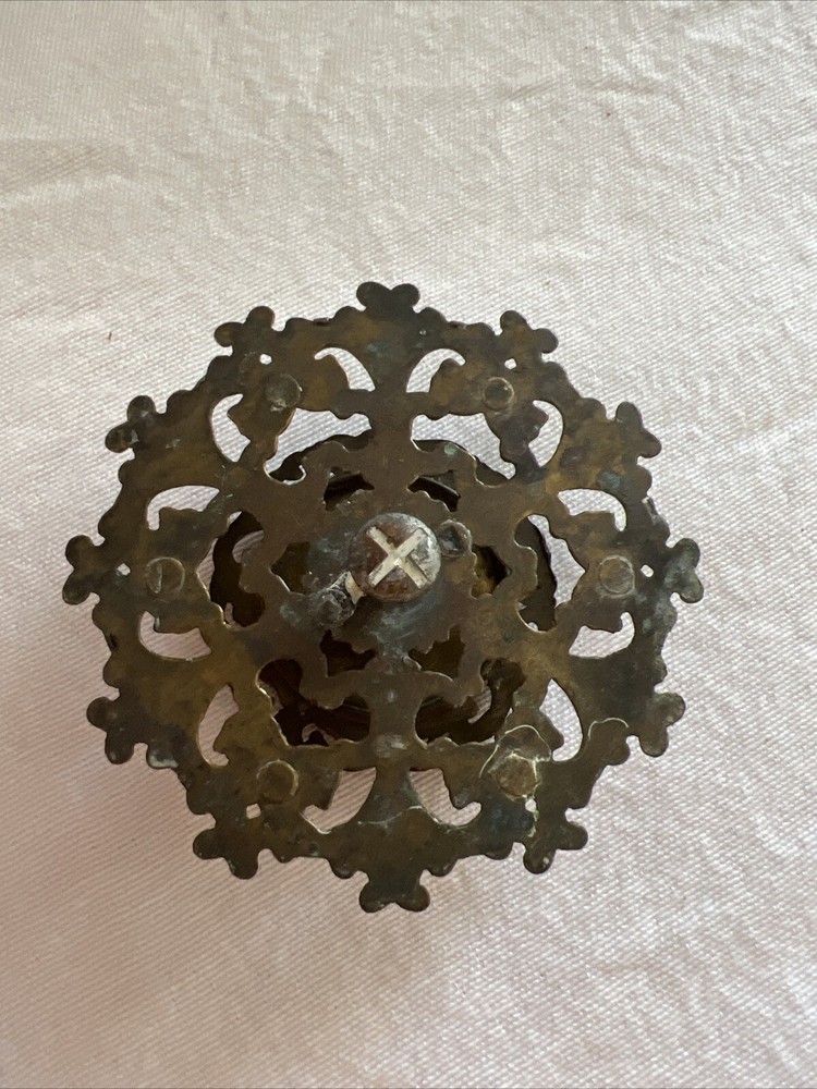 Vintage Cabinet DRAWER PULL Ornate Decorative Scroll Pattern 1 Pull, 2.5” Round