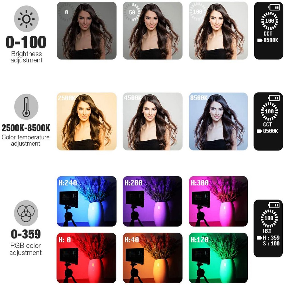 RGB Video Light Rechargeable LED Video Light Camera Light 2500-8500K APP Control