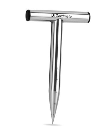 Stainless Steel Hand Dibber with Depth Markings & T-Handle, Rust-Resistant