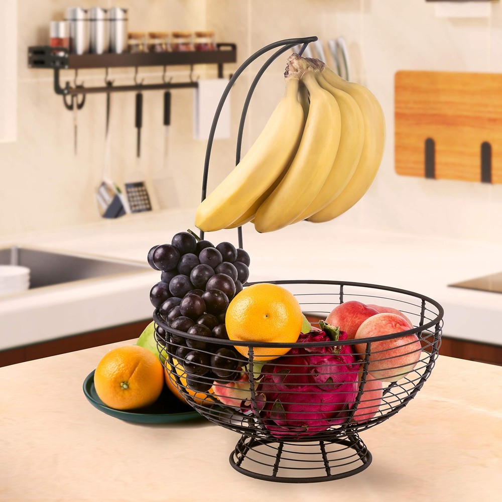 Fruit Basket Bowl 11.81" Diameter with Detachable Banana Hanger - Kitchen