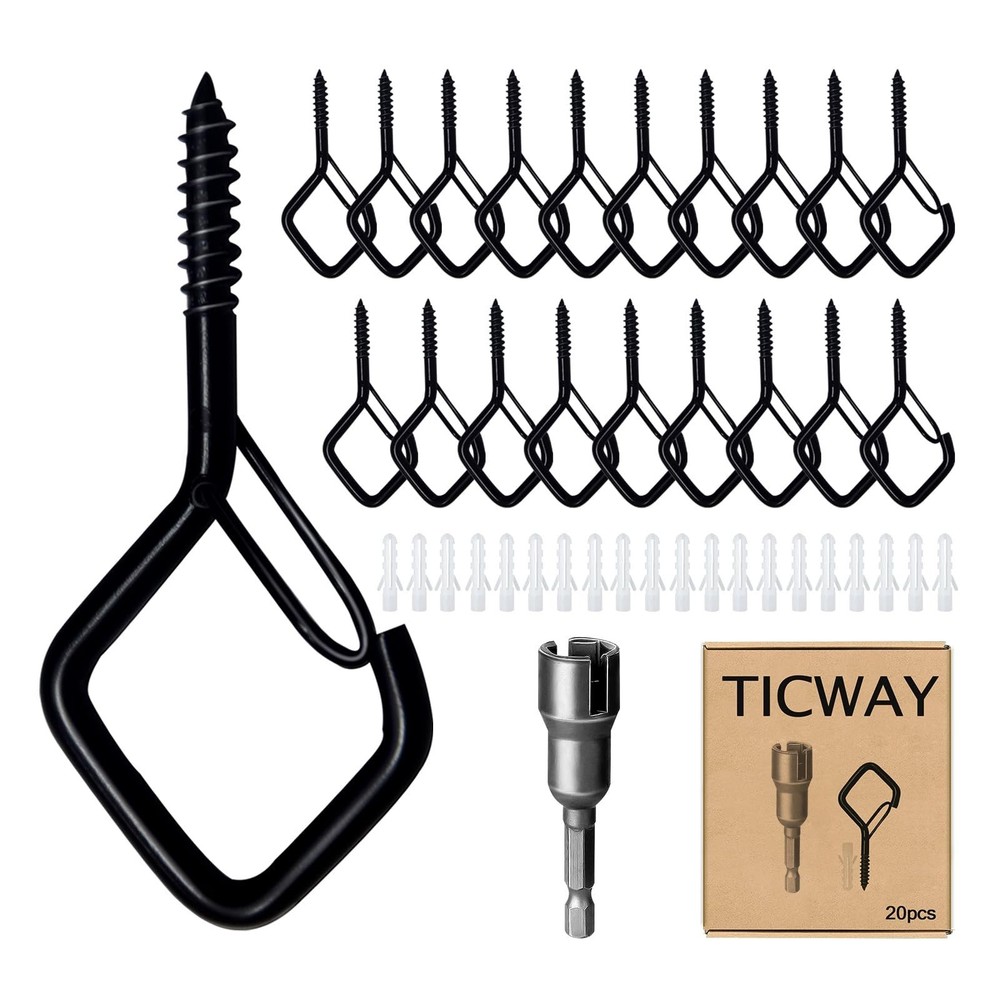 20 PCS Q-Hanger Hooks for String Lights, Ceiling Hooks for Hanging Plants, Wi...