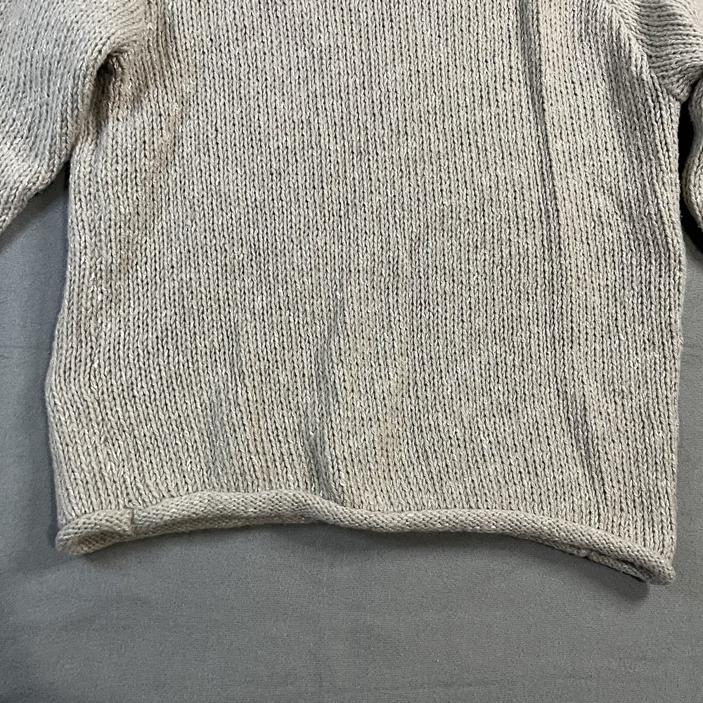 BTFBM Tan Rolled Hem Long Sleeve Pullover Knit Sweater Boho Womens Size S