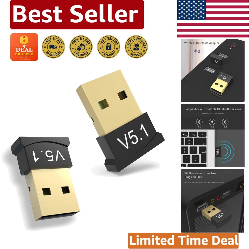 Wireless Bluetooth Receiver 5.1 - 2 USB Adapters for Enhanced Stability & Range