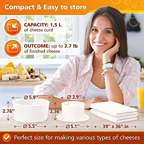 Complete Cheese Making Kit - High-Quality Mold & Cheesecloth for Home Chefs