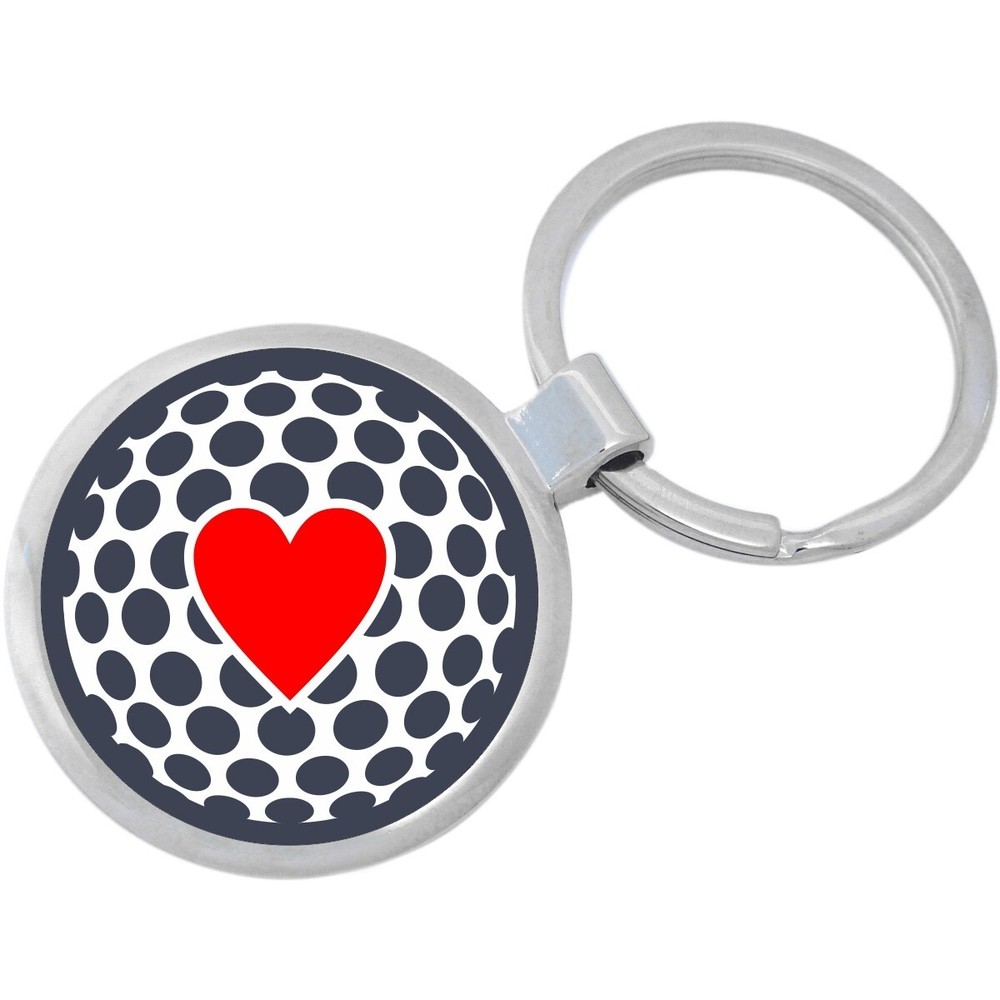 Heart on Golf Ball Keychain - Includes 1.25 Inch Loop for Keys or Backpack