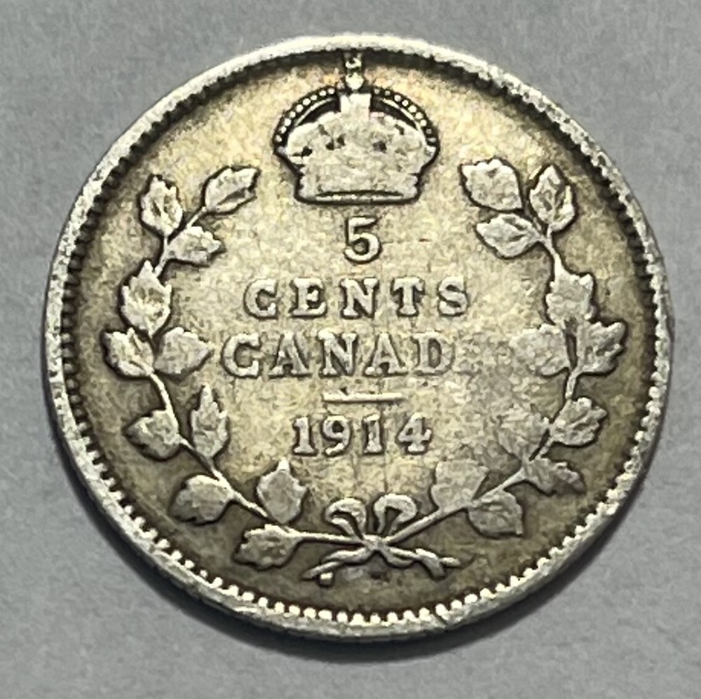 CANADA  George V - 5 Cents - 1914 - Km-22 - Tiny Silver Coin - Possible Error