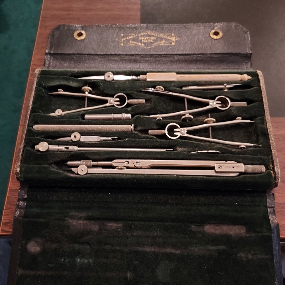 Complete drafting set in case