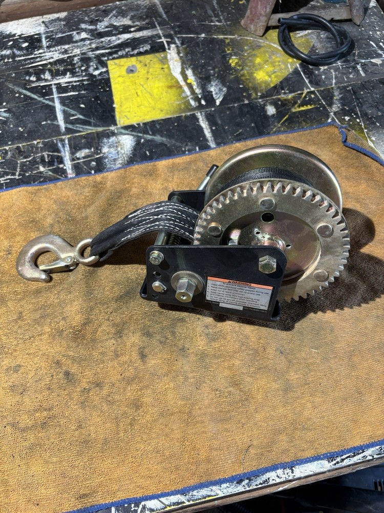 HAUL-MASTER 1200 lb. Capacity, 19.7 ft. Strap Hand Winch