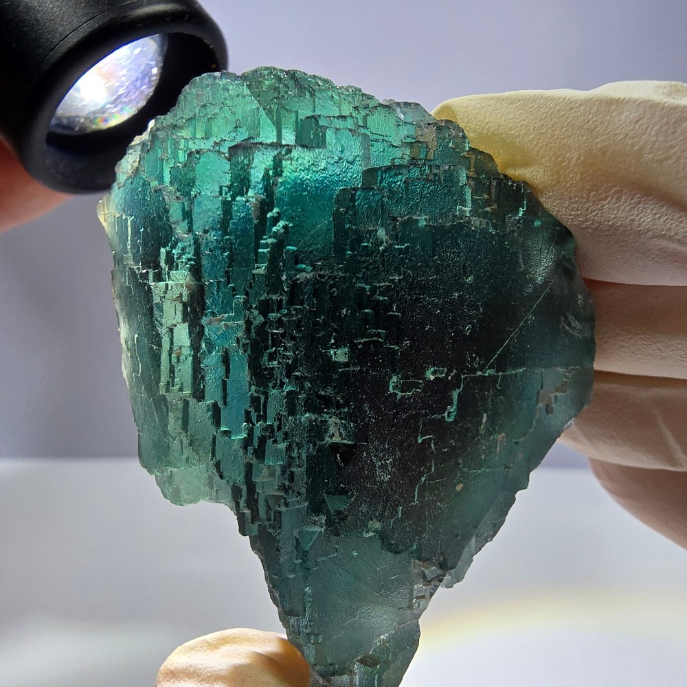 Clear Phantom Fluorite Cube Specimen, parquetted green Okorusu, Namibia