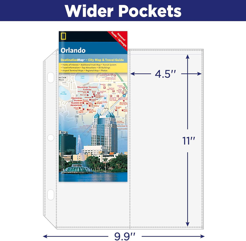 2-Pocket Folded Map Sleeves, Brochure Holder, Protector, 4.5" x 11" Clear