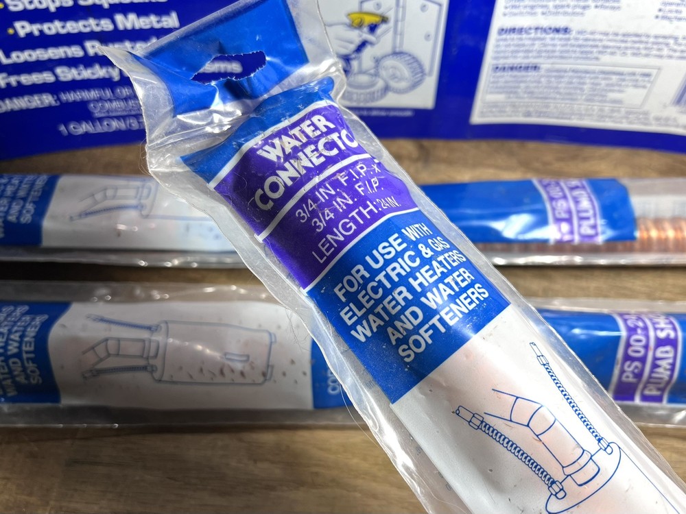 3 PLUMB SHOP WATER HEATER CONNECTORS 3/4" FPT x 24" COPPER BRASS CORRUGATED FLEX