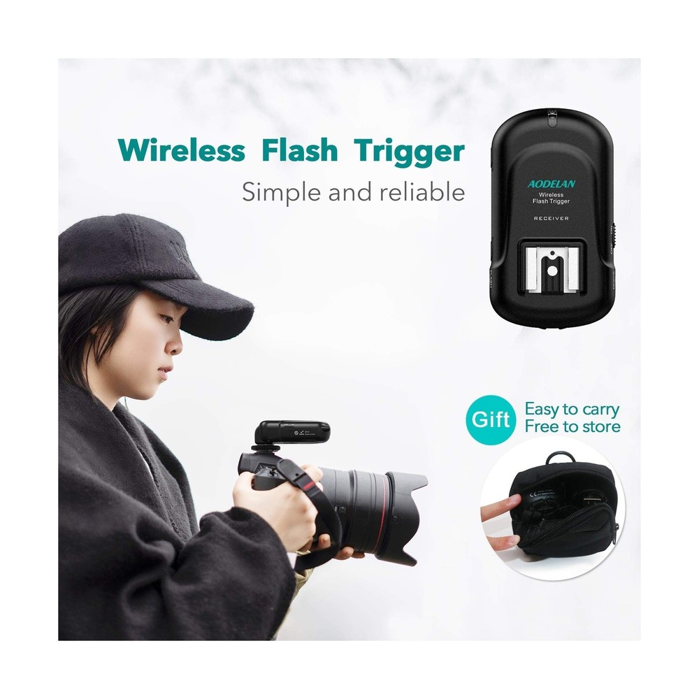 AODELAN Wireless Flash Trigger Transmitter and Receiver Set, Wireless Remote ...