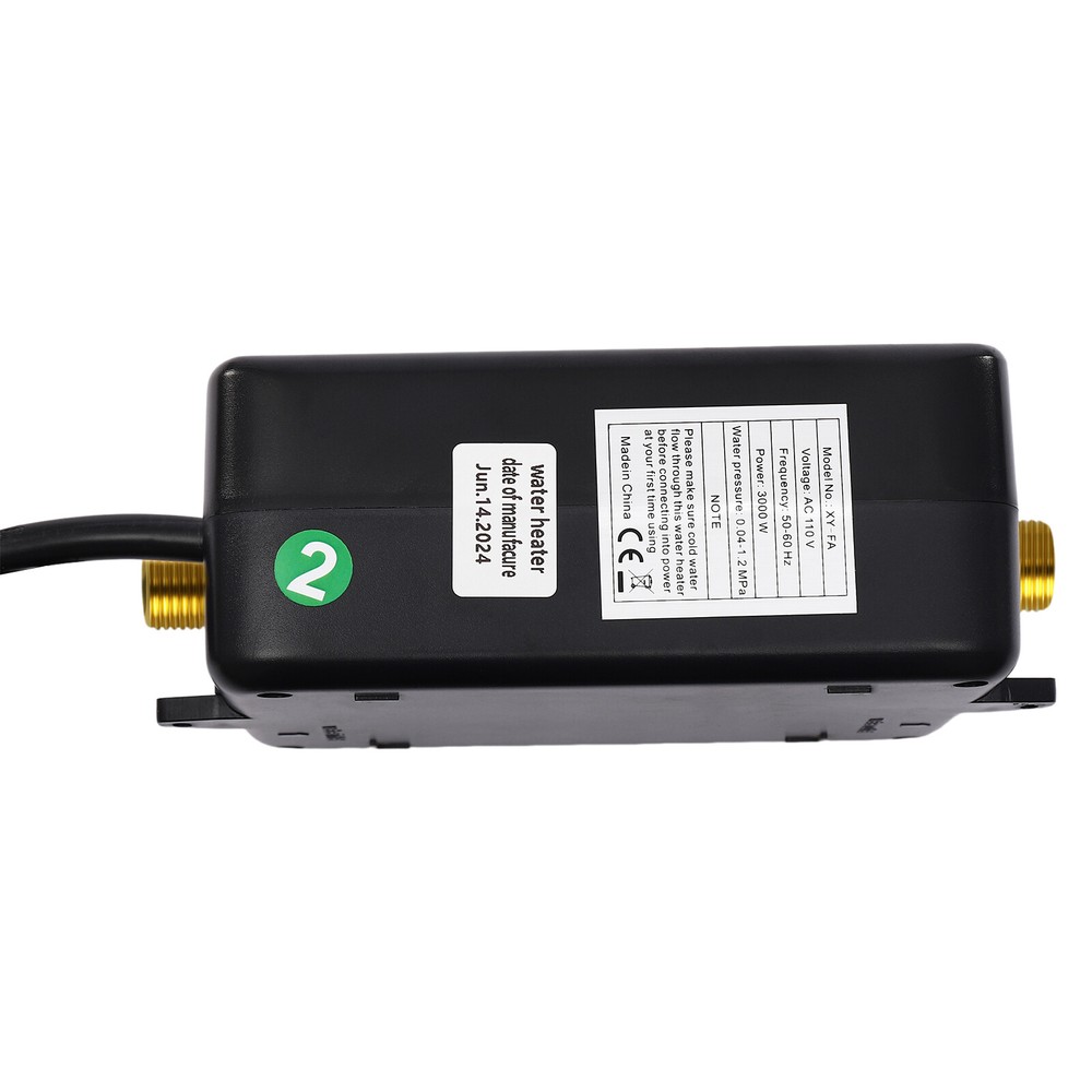 110V 3000W Black Instant Electric Hot Water Heater Wall Mounted 4.57*2.76*7.68in
