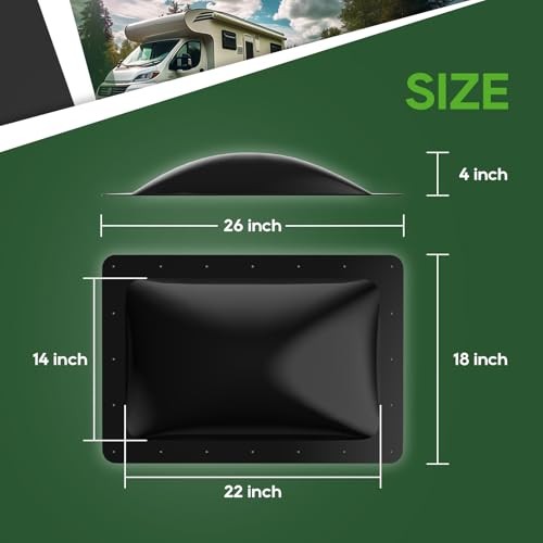 RV Skylight Bundle, 14"x22" Inner Dome with Skylight Replacement, BLACK