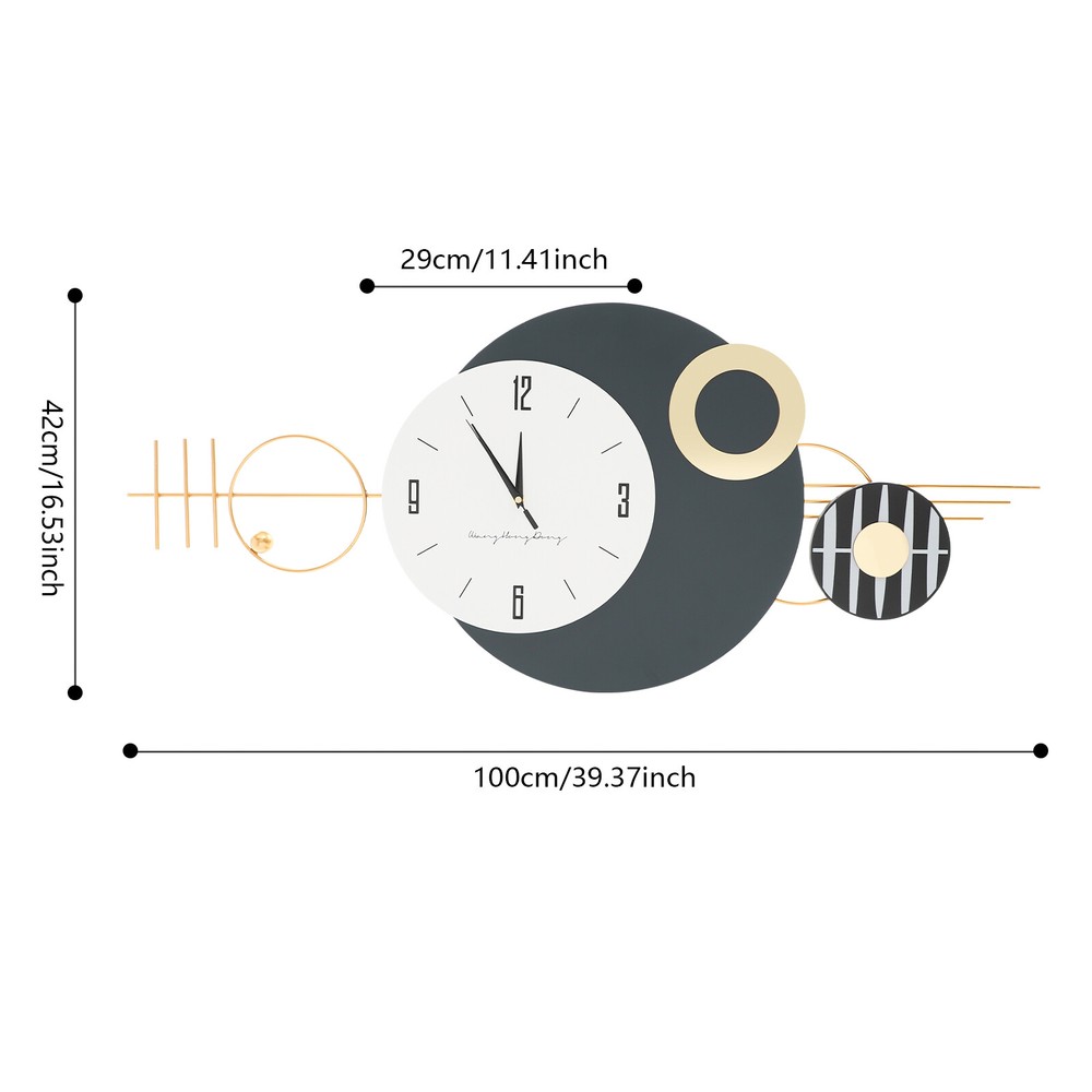Wall Clock, Modern Decorative Art Clock, Battery Powered Metal Wall Decor Clock
