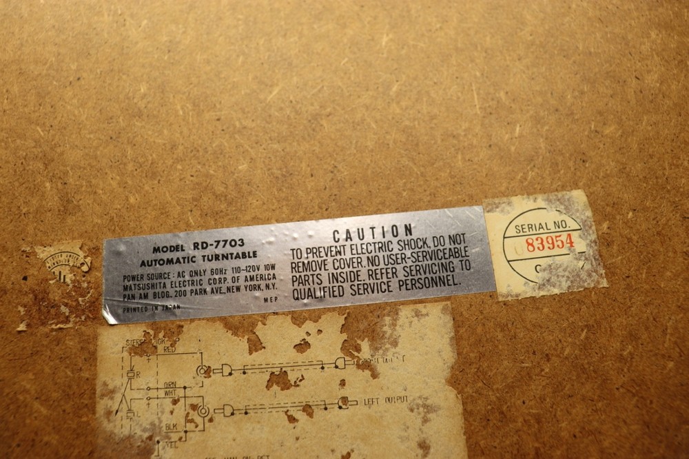Vintage 1970s Panasonic Automatic Turntable Model RD-7703