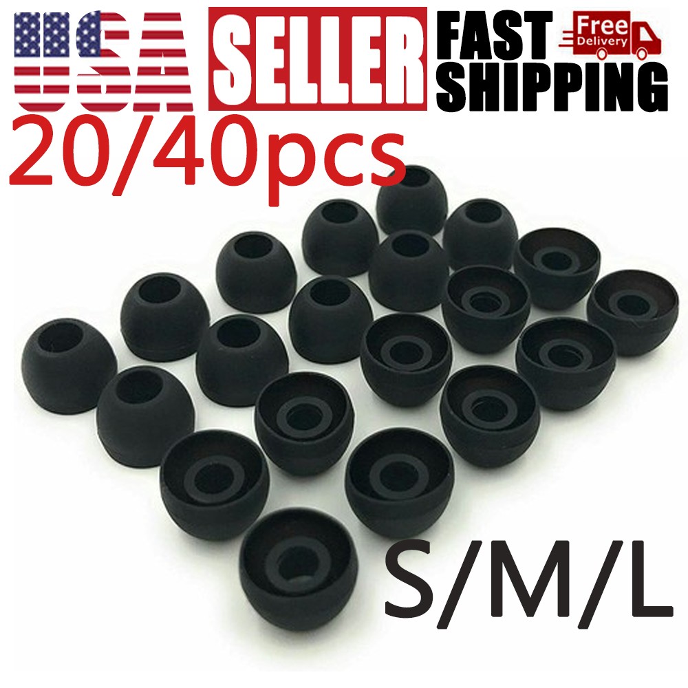 20/40Pcs Universal Premium Ear Tips Silicone Replacement Earbud Earbuds