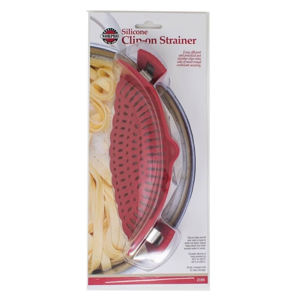 Norpro Silicone Clip-On Strainer 2185, Red