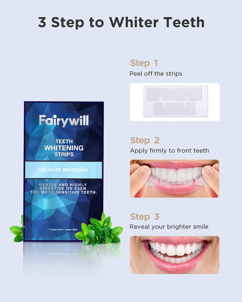 Fairywill 28 Advanced Teeth Whitening Strips Mint Pro Low Sensitivity Ingredient