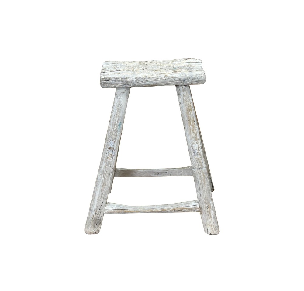 Rustic Raw Rough Wood Grain Rectangle Slim Stool Bench Side Table ws4594