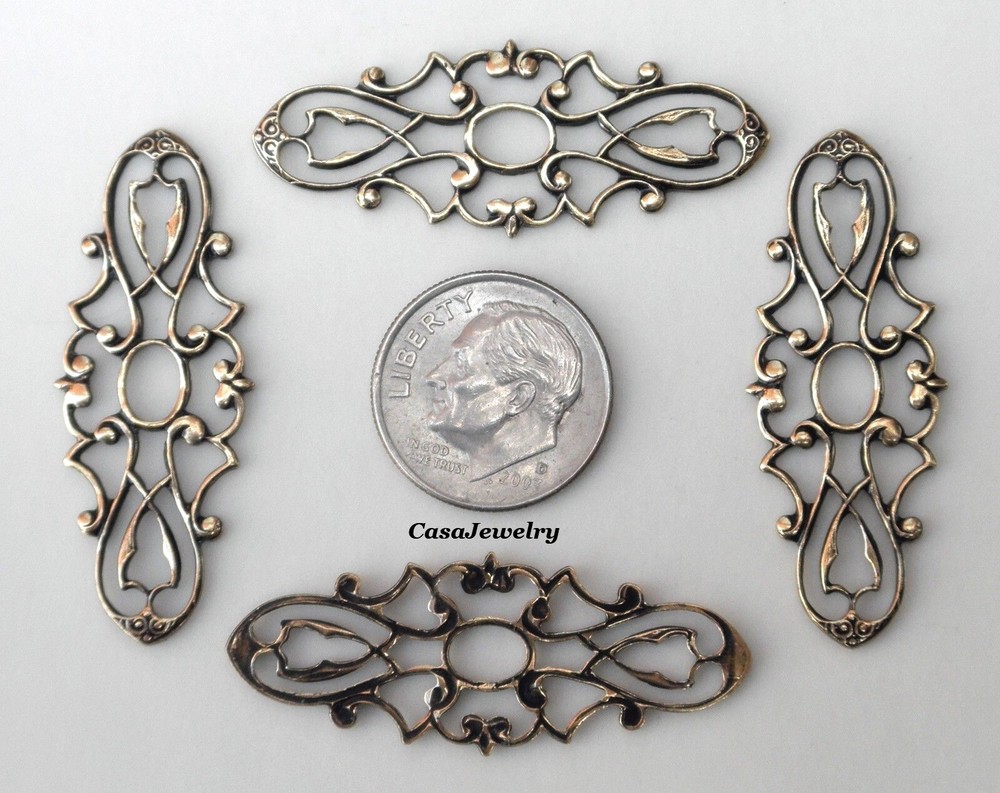 #3498 ANTIQUED GOLD OPEN SCROLL CELTIC COMPONENT - 4 Pc Lot