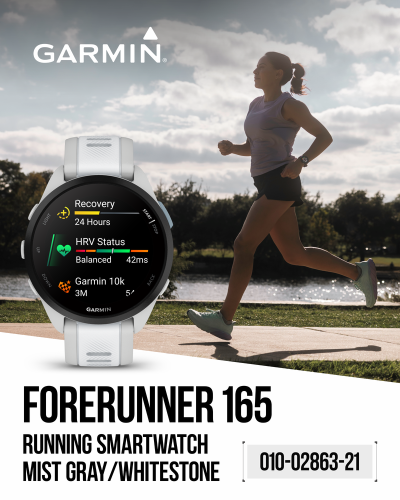Garmin Forerunner 165 Running Smartwatch AMOLED Touchscreen Training White