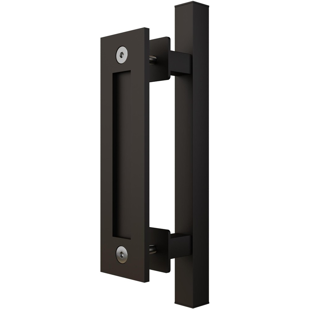 Sliding Door Combo Pull Set, 8-1/2" Flat Pull, 12" Round Bar Pull, Matte Black b