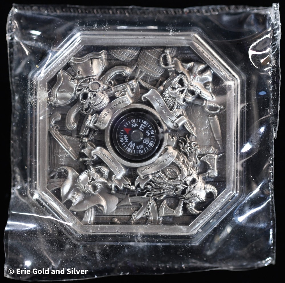 South Korea Pirate Kings 2 oz Silver Stackable w/ Compass Insert
