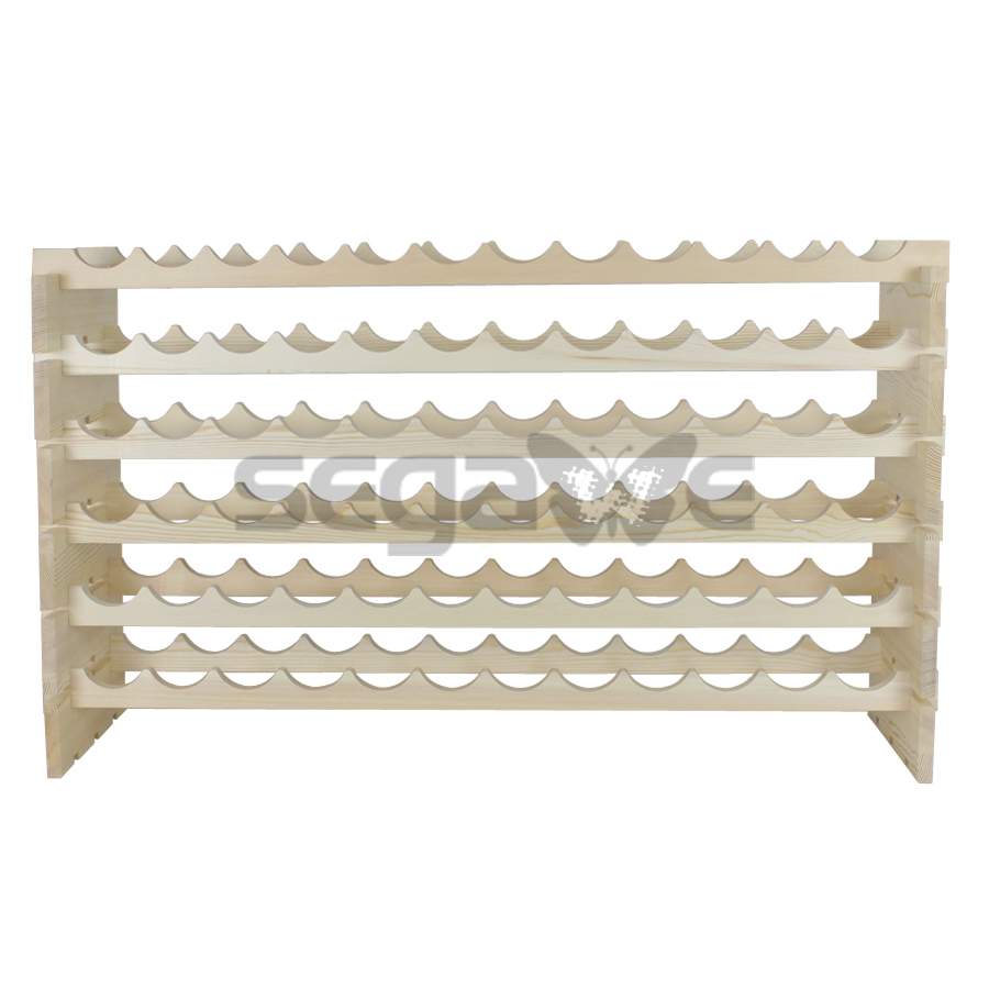 Holder Stackable Storage 72 Bottles Wine Rack 6 Tier Solid Wood Display Shelves