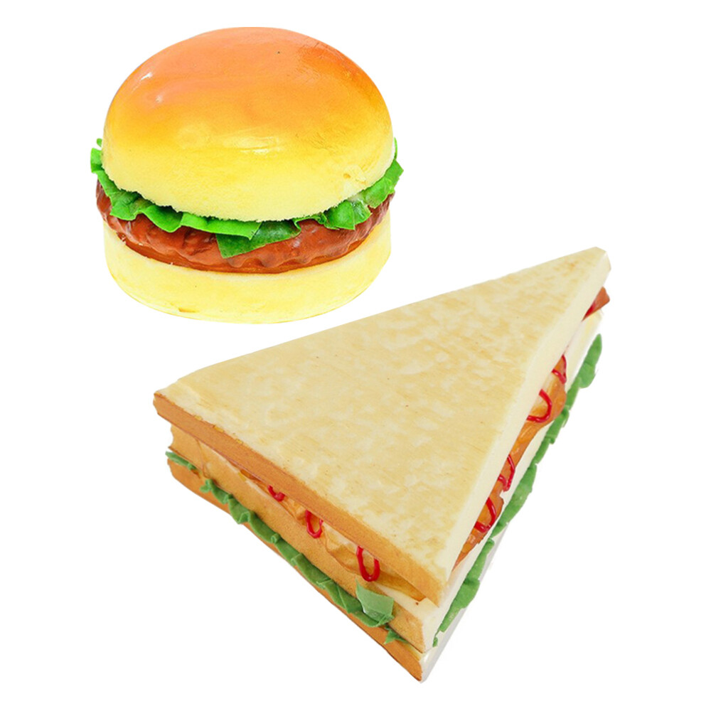 2PCS Burger Model Fake Hamburger Artificial Bread Simulation Food Display Prop
