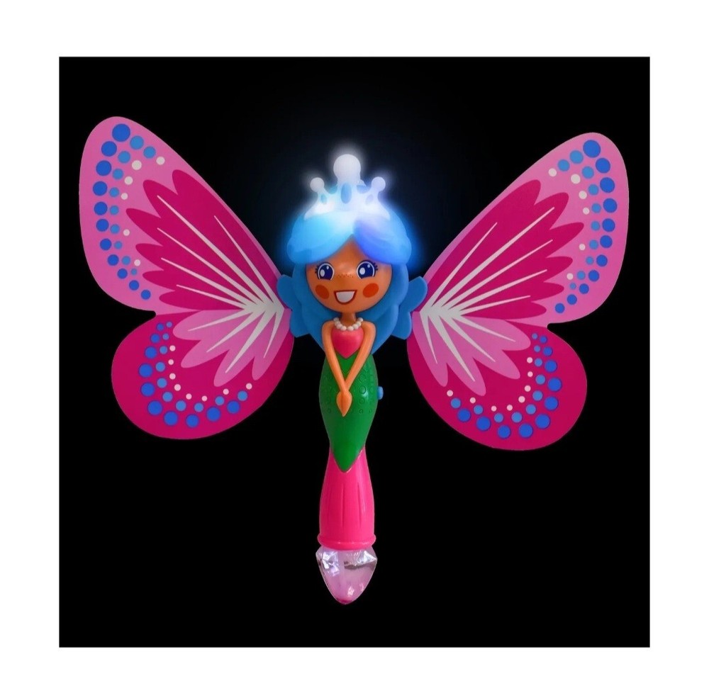 Play Day Butterfly Wand w/Lights & Sounds Includes Bubble Solution New! Cute!