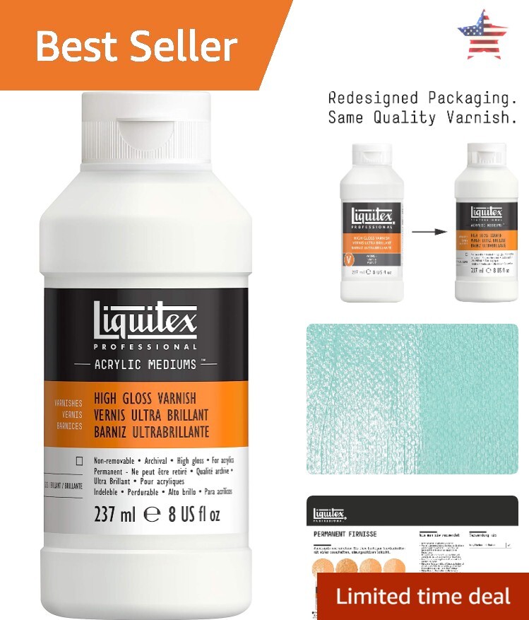 Acrylic High Gloss Varnish - 8oz - Protects from UV Light & Humidity