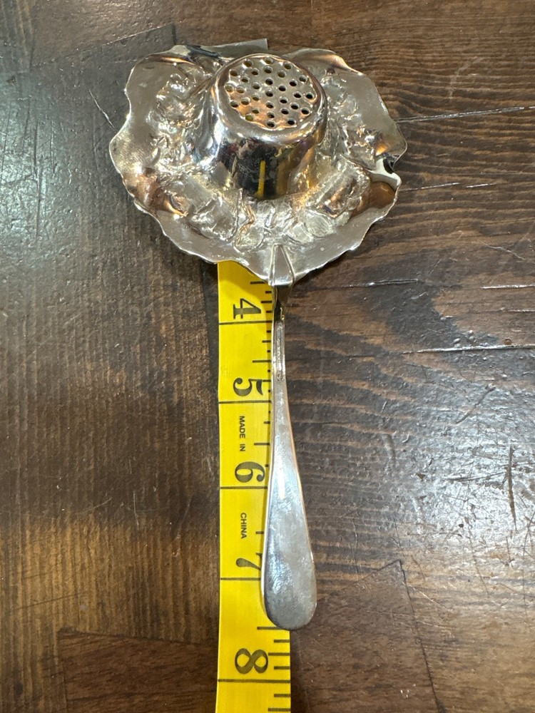 Vintage Godinger Silver Plated Tea Strainer Old Bouquet Pattern