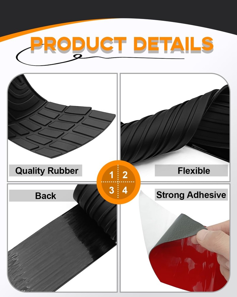 Universal 41 Car Rear Bumper Protector - Rubber Anti-Scratch Accessory