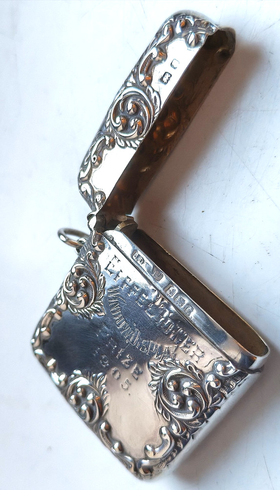 ANTIQUE SILVER VESTA CASE EIFFEL TOWER WINDOW DISPLAY PRIZE BIRMINGHAM 1905