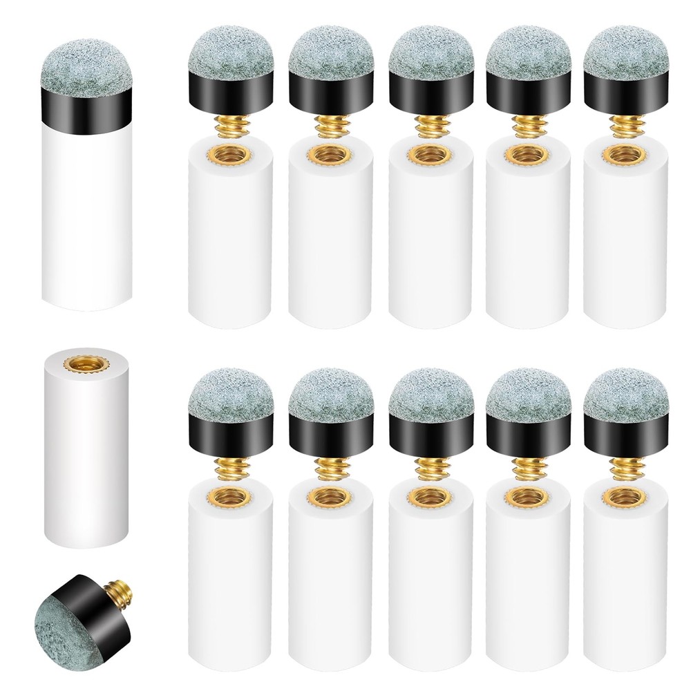 Screw On Cue Tip,10 Pack 12mm Pool Sticks Replacement Kit for with White Pool...