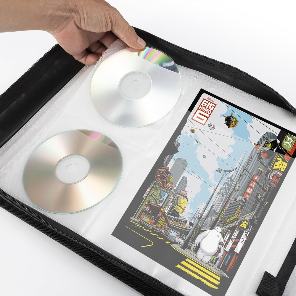 DVD Case 128 DVDs and 64 Booklets Capacity, CD/Blu-ray Storage Binder Case wi...