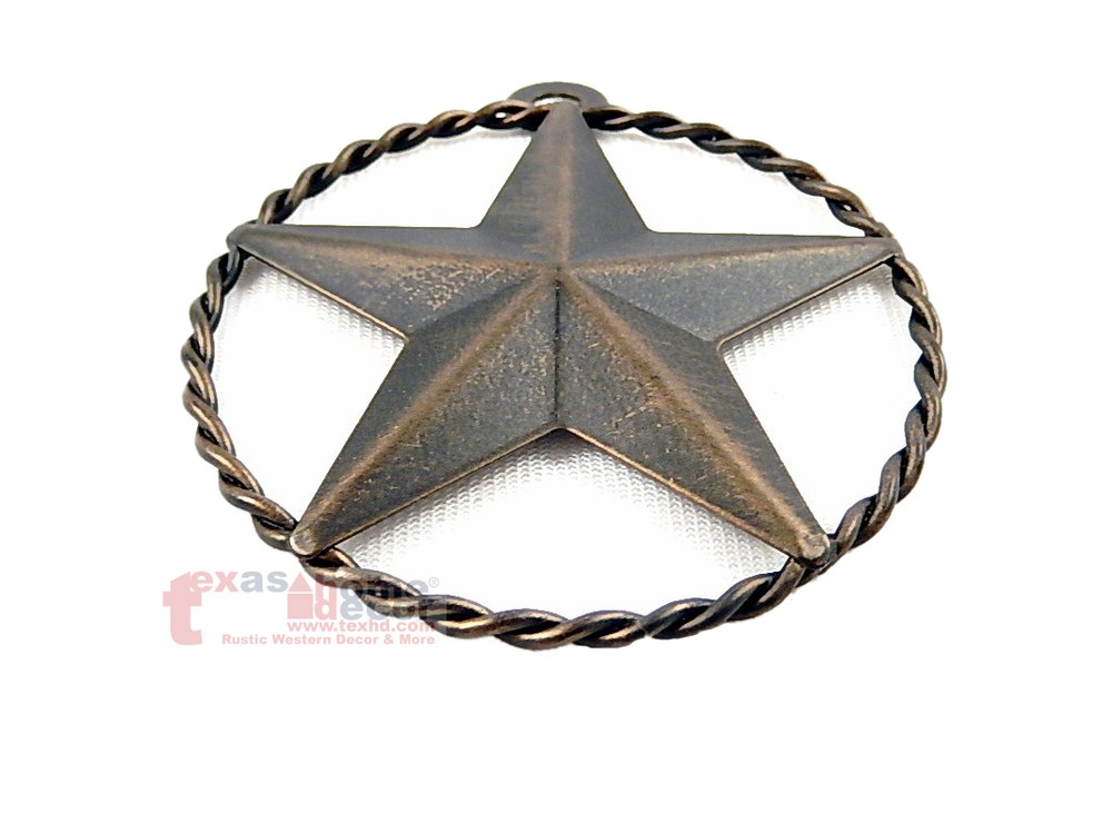 Rustic Tiny Small Barn Star Twisted Wire Ring 4 inch Tin Metal Brushed Copper
