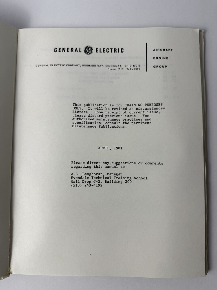 1981 GE CF6 Reverser System Training Manual Prepared by Evendale Tech School