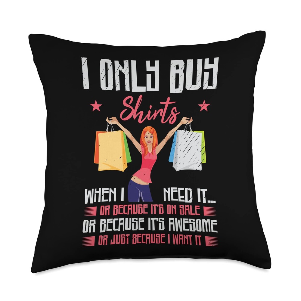 Clothes Shopping Statement Throw Pillow 18x18 Multicolor