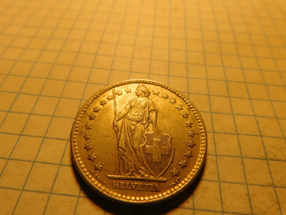 SWITZERLAND 2 FRANCS 1961 B SILVER # 1014