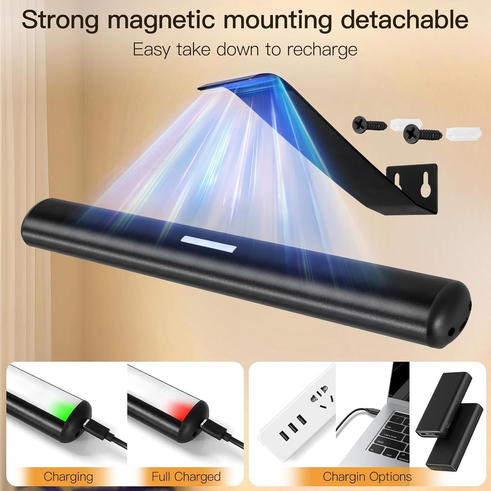 TINTINDOC Picture Light Battery,Brightness Dimmable Timer Setting,Rechargeable