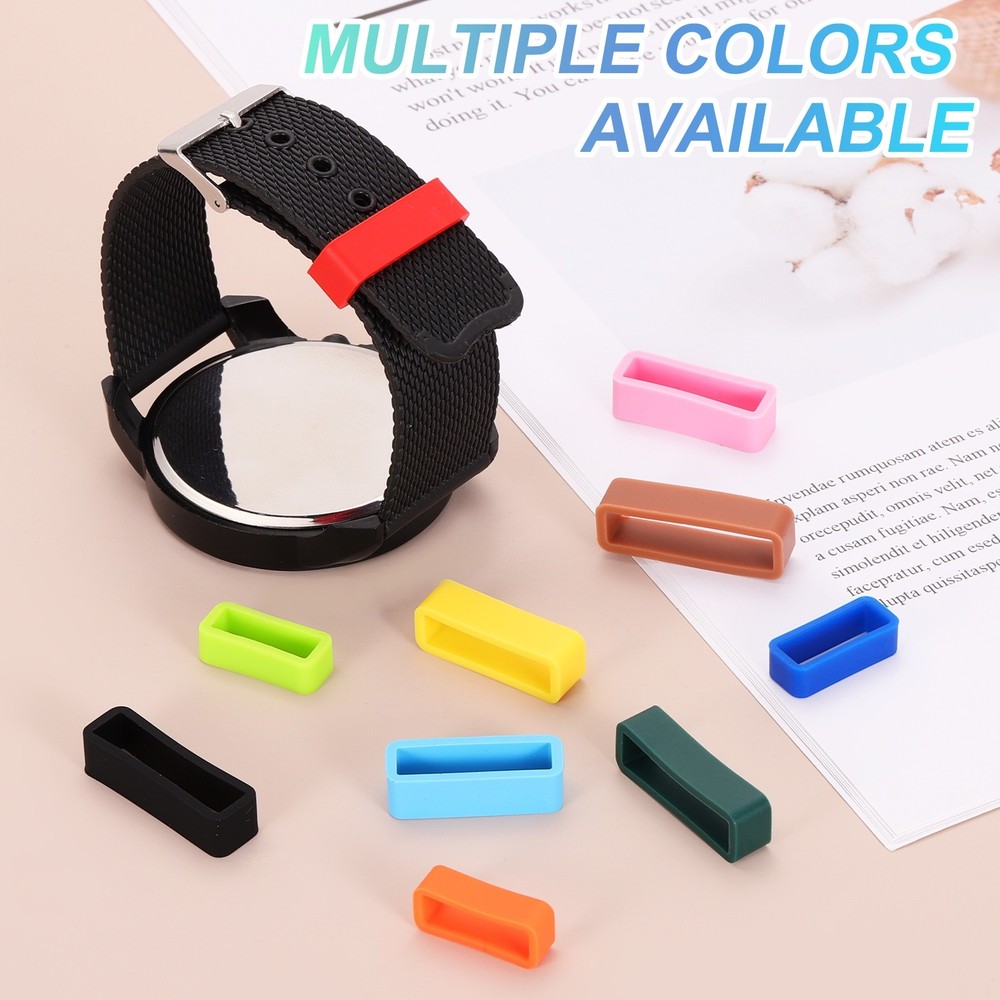 6pcs Watch Band Loop 22mm Silicone Watch Strap Retainer Loop, Yellow