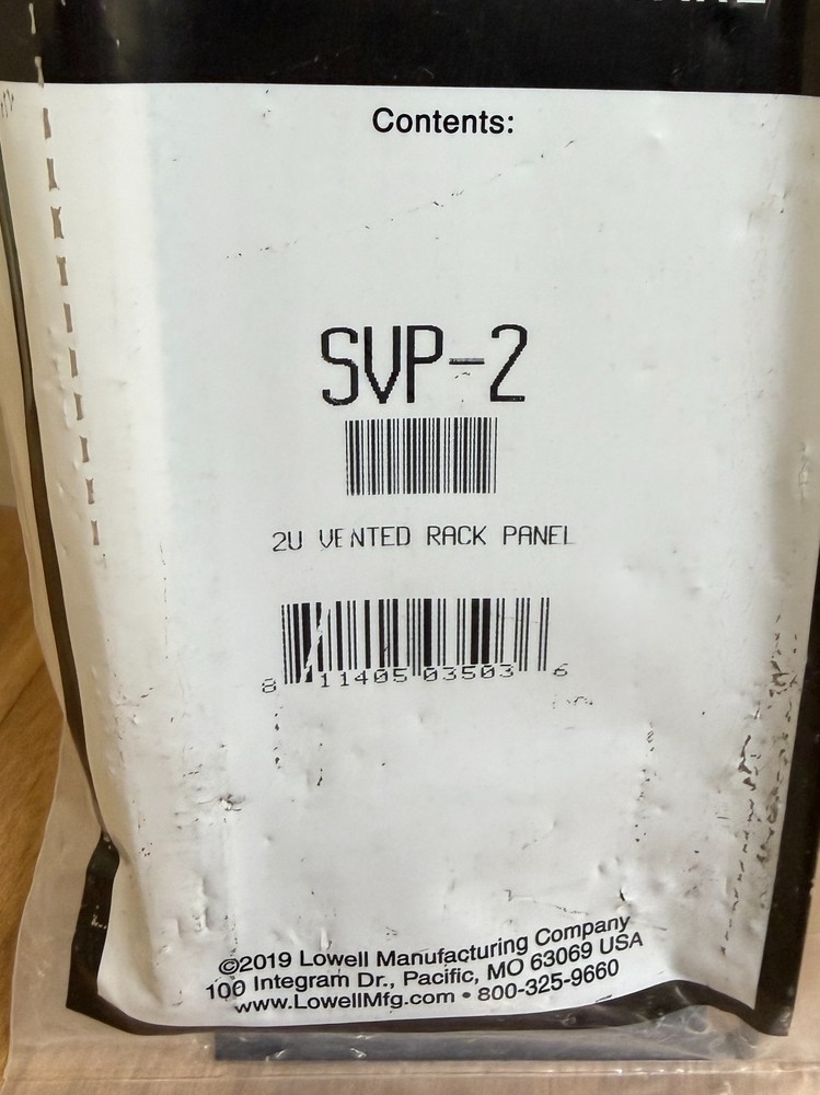 Lowell Rackware - SVP-2 - 2U Vented Rack Panel