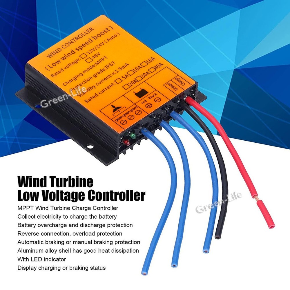 MPPT Waterproof Wind Generator Boost Charge Controller 12/24V Charging Regulator