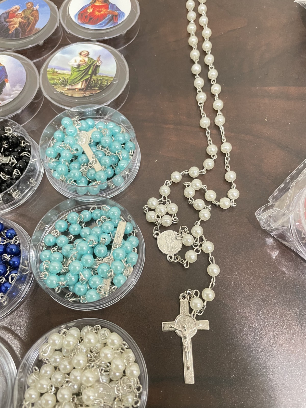 Wholesale lot of 12 Pcs Blessed Rosary Necklace Pearl Beads CATHOLIC Religious