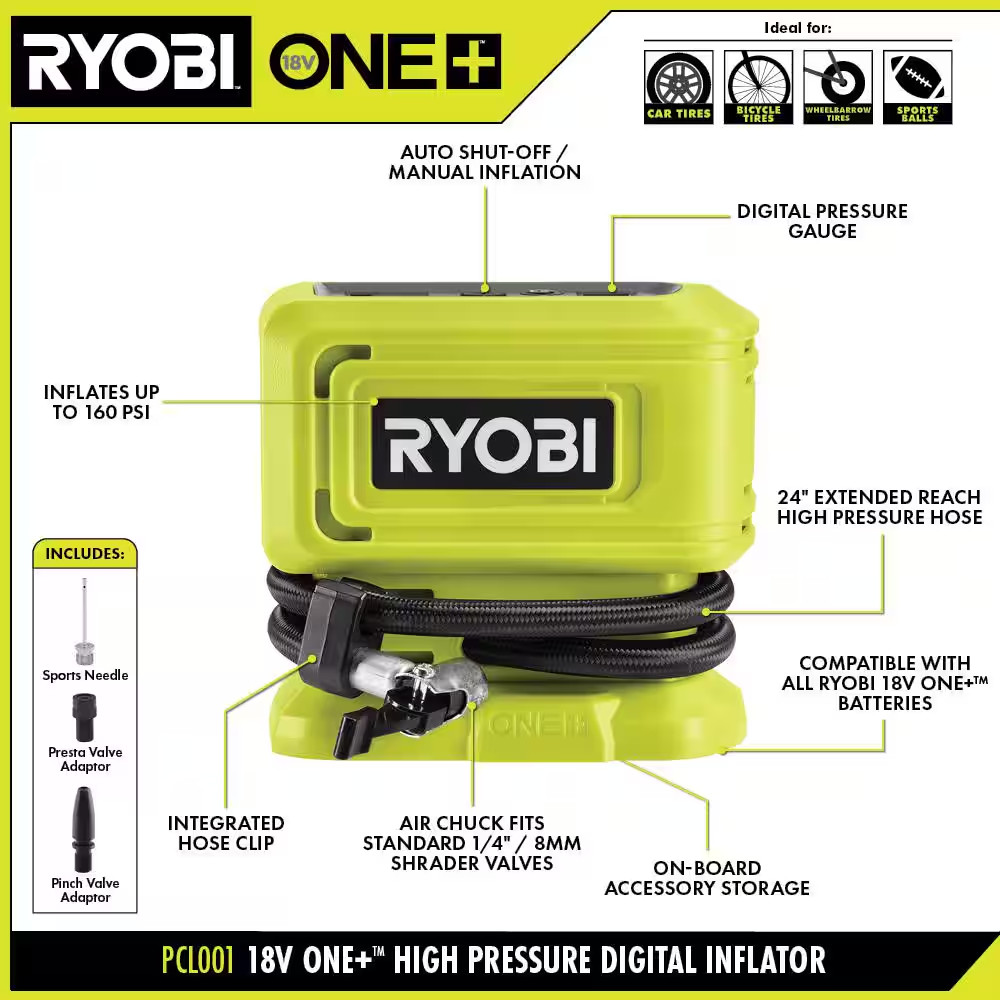 ONE+ 18V Cordless High Pressure Inflator (Tool Only)