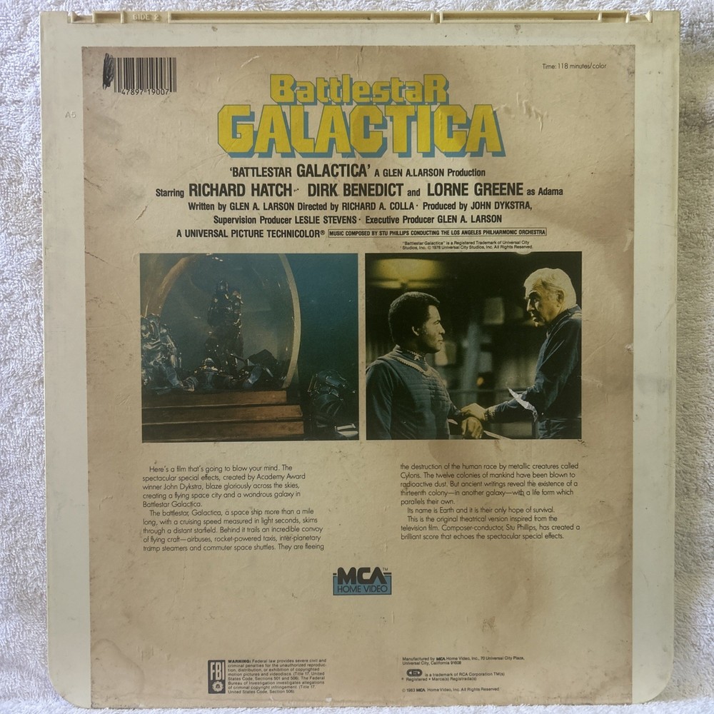 Battlestar Balactica SELECTAVISION RCA CED Richard Hatch Dirk Benedict UNTESTED