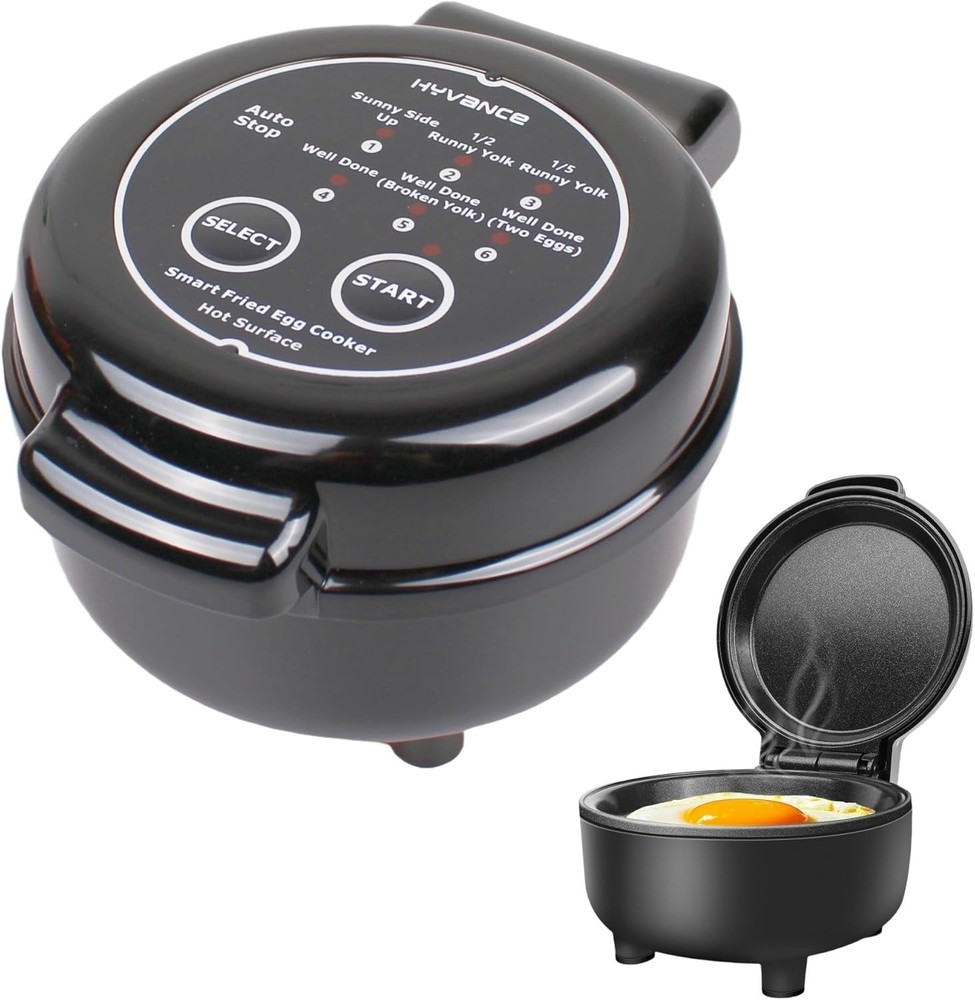 Smart Fried Egg Cooker, Automatic Fried Egg Maker, Non Stick Coating (Black)